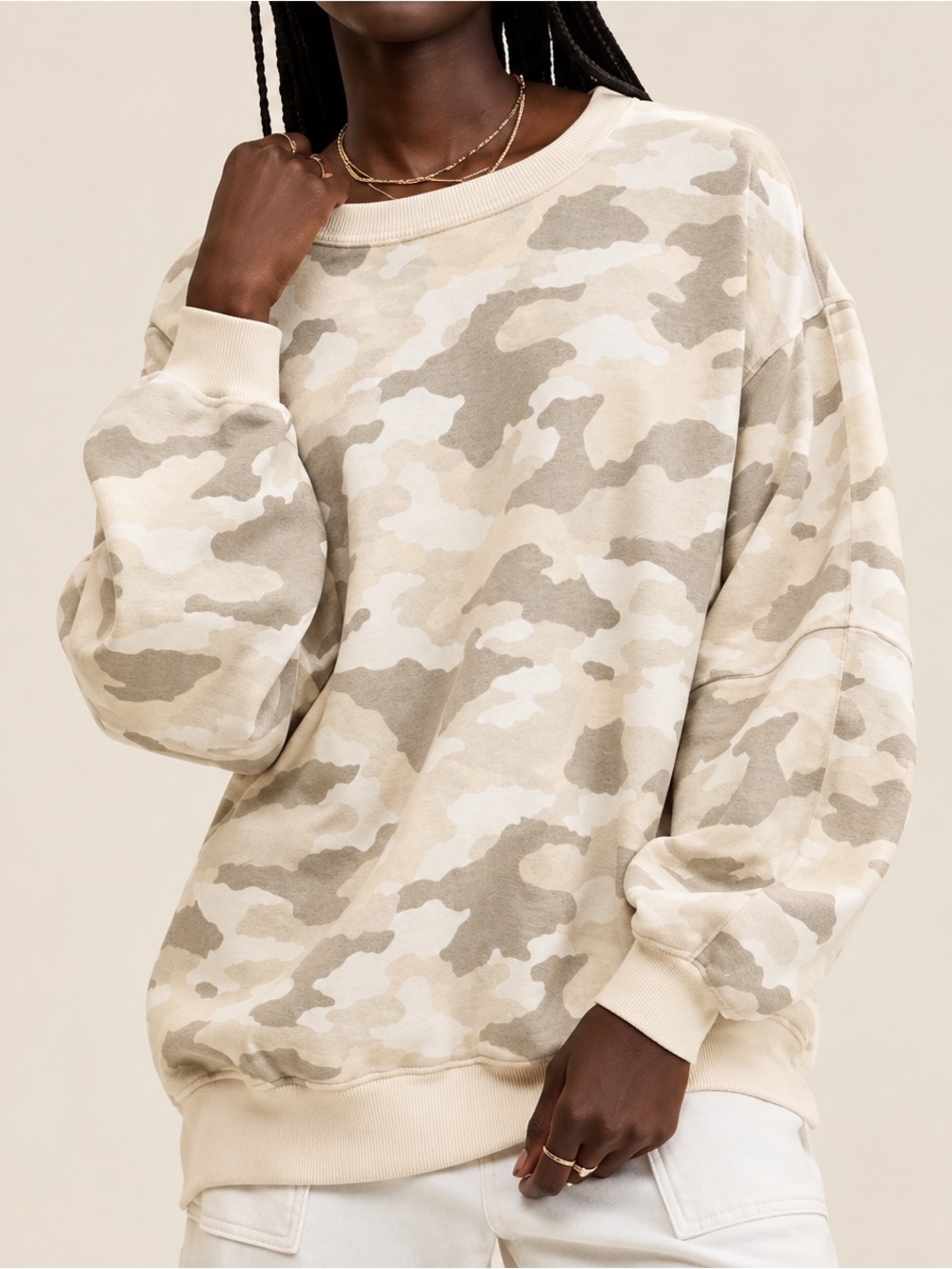 NWT aerie Oversized Camo Crewneck Sweatshirt